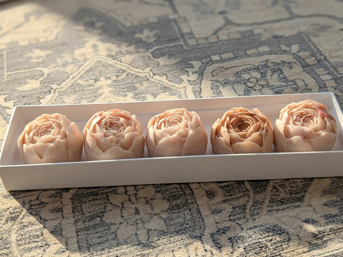 Mini peony soaps in gift box